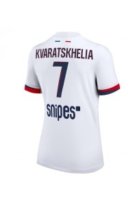 Paris Saint-Germain Khvicha Kvaratskhelia #7 Jalkapallovaatteet Naisten Vieraspaita 2025-26 Lyhythihainen